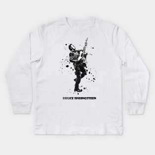 Bruce Springsteen The Boss Watercolor Splatter 06bw Kids Long Sleeve T-Shirt